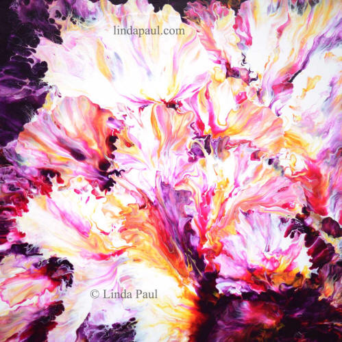 magenta flower 3 abstract art painting