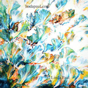 turquoise blue flower abstract painting