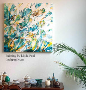 turquoise blue painitng in Living room