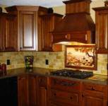 vineyard mural in travertine tile
