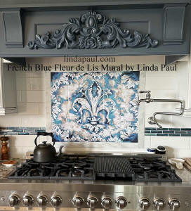 fleur de lis tile mural kitchen backsplash