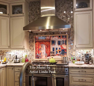 french country style kitchen tile mural