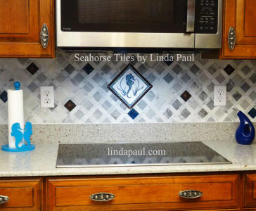 seahorse kitchen decor and backsplash