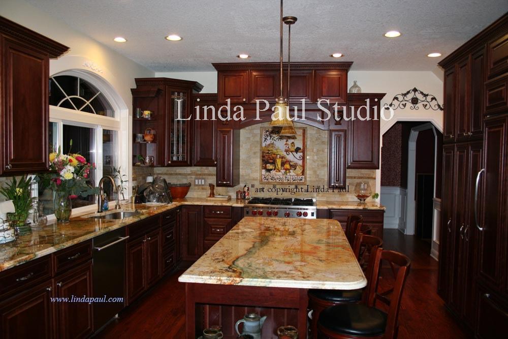 tuscan style kitchen islands on Tuscan Kichen With Cherry Cabinets And Granite Island