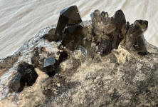 close up of smoky quartz crystals
