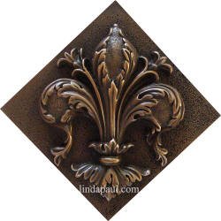 fleur de lis diagonal metal tile bronze
