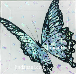 aqua blue glass butterfly art
