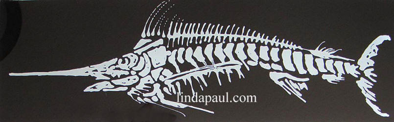 black and white fish fossil glass tile