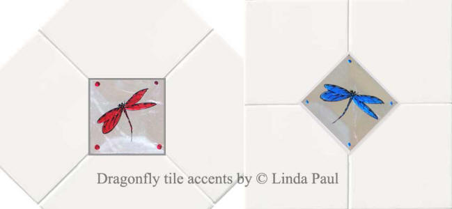 dragonflies glass tile inserts