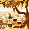 wine paintings and tile backsplashes