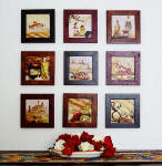 set of 9 framed art tiles
