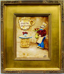 fat italian chef painting in gold frame