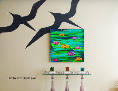 water lily painitng Monet garden by Linda Paul