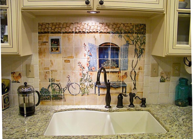 French Country Kitchen Backsplash Tiles Wall Murals