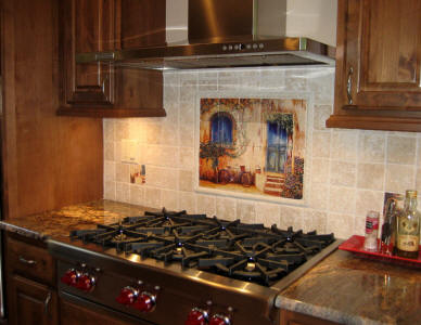 french country tile kitchen