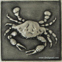 crab stainless metal tile 6x6