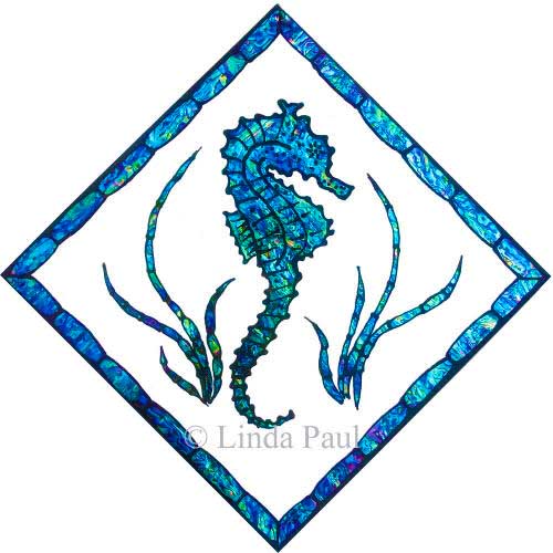 seahorse tile mural