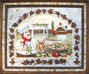 Italian Pizza Kitchen original framed painting