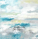 turquoise grey and yellow ocean painting