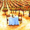 table in the vineyard
