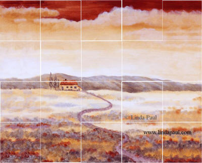 Beautiful Backsplashes on Tuscany Backsplash Landscape Mural   Beautiful Murals On Tile  Italian