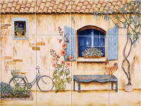 french country tile mural