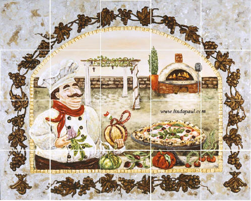italian Pizza Kitchen mural backsplash