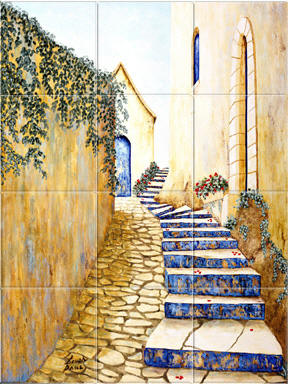 Mediterranean tile mural