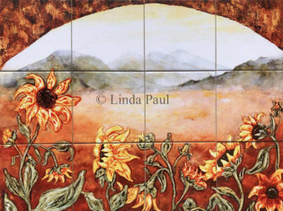 Sunflower tile mural