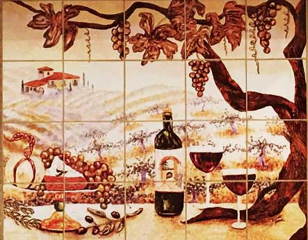 vineyard mural on porcelian tile