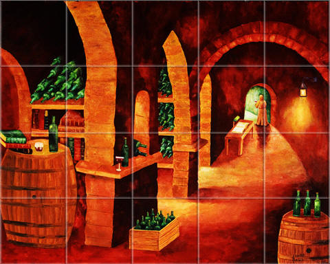wine cellar mural