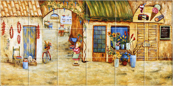 Tuscan Village Italian Tile Mural