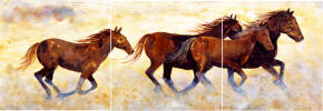 wild horses running border tiles