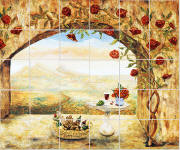 Wine & Roses custom wall murals on tile
