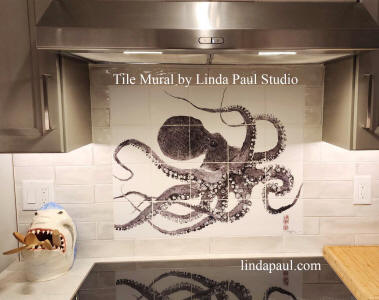 octopus tile mural nautical backsplash