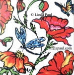 dragonfly poppies butterfly tile accent