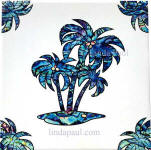  white and blue paua shell palm tree tile