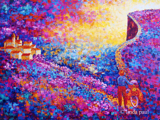 road less traveled large contemporary art painting