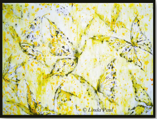 butterfly painting yellow wall art
