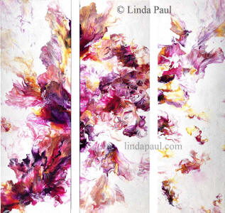 set of 3 pink and purple abstract paintings