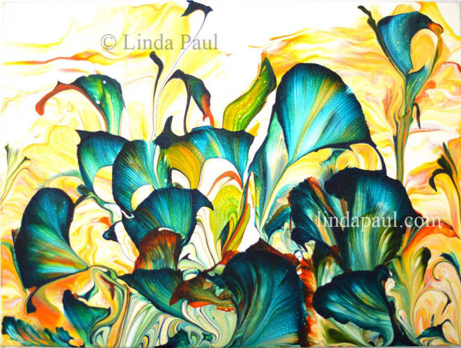 abstract flower calla lili turquoise art