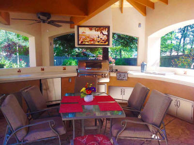 outdoor kitchen covered patio with Vineyard