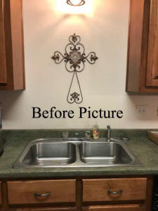 before and after picture kitchen backsplash