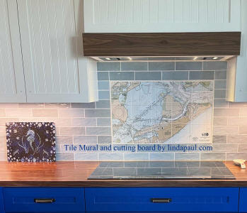nautical chart backsplash Galveston Bay