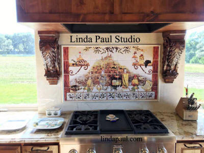 Italian kitchen mural in country kitchen