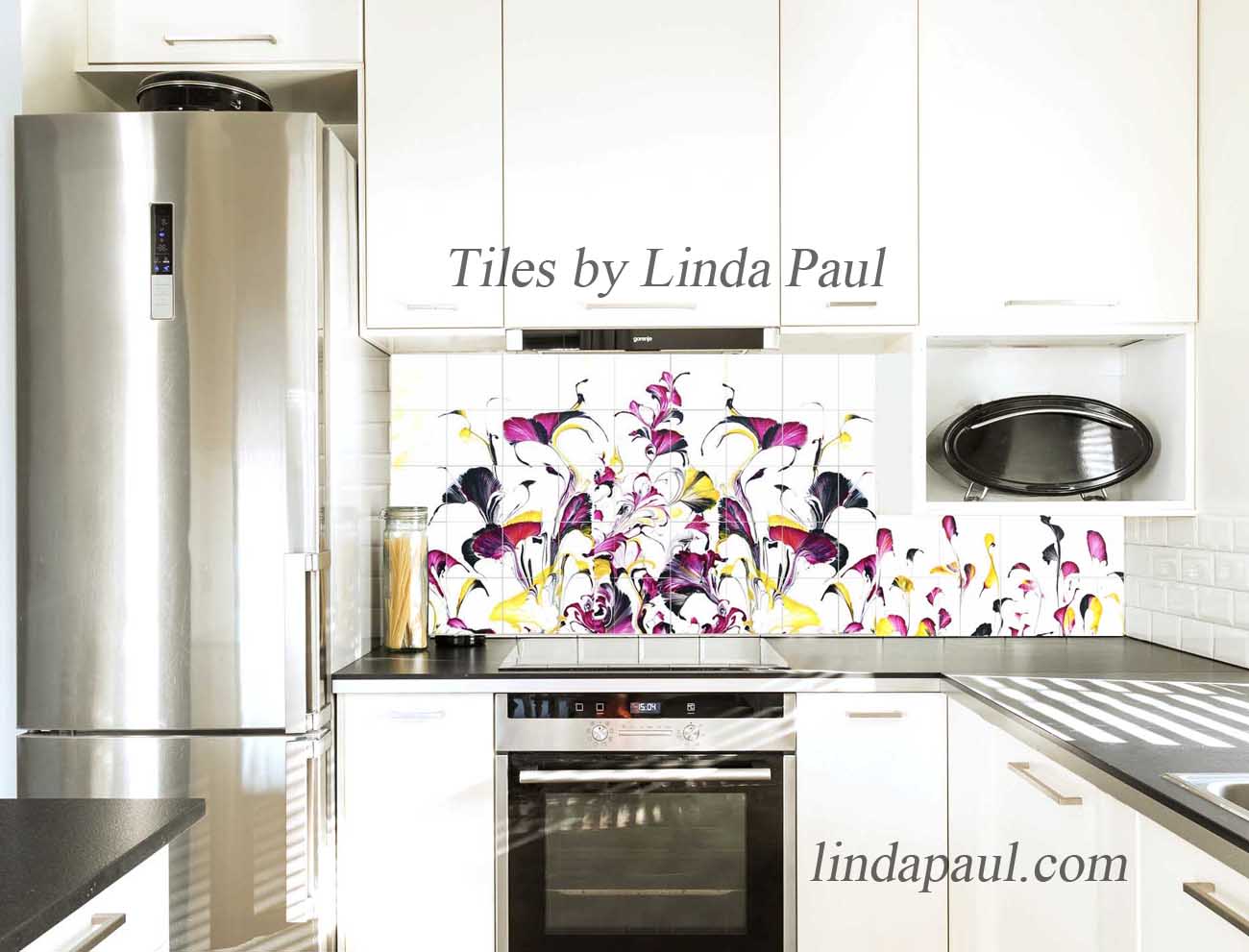 Modern Kitchen Backsplash Contemporary Colorful Tile Mural In Black White Kitchen 1300 
