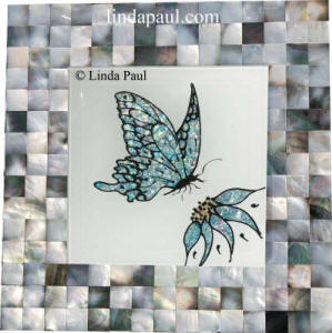 butterfly and flower tile mosaic