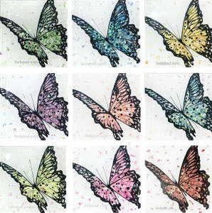 hand painted glass butterfly tiles
