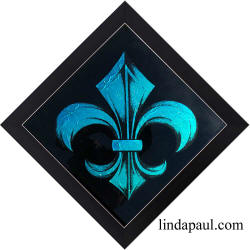blue fleur de lis glass tile