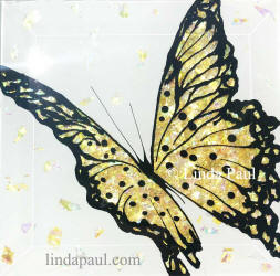golden yellow tile of butterflies